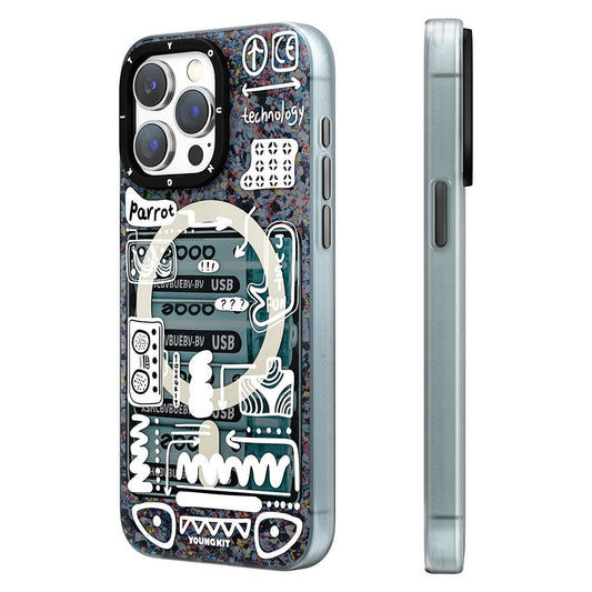 Apple iPhone 15 Pro Kılıf M-safe Şarj Özellikli Youngkit Dark Matter Serisi Kapak