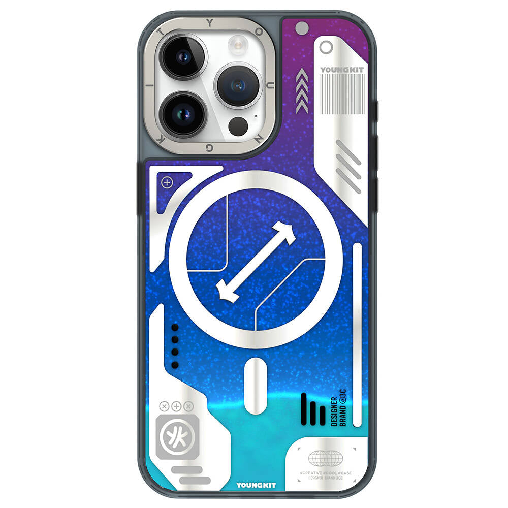 Apple iPhone 15 Pro Kılıf M-safe Şarj Özellikli YoungKit Galaxy Serisi Kapak - Görsel 2