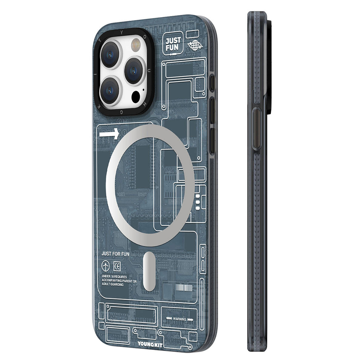 Apple iPhone 15 Pro Kılıf M-safe Şarj Özellikli YoungKit Technology Serisi Kapak - Görsel 3