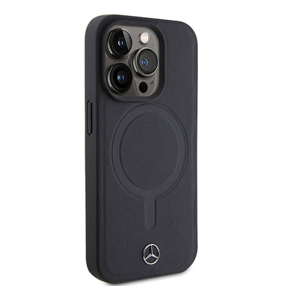 Apple iPhone 15 Pro Kılıf Mercedes Benz M-safe Şarj Özellikli Yumuşak Deri Orjinal Lisanslı Kapak - Görsel 2