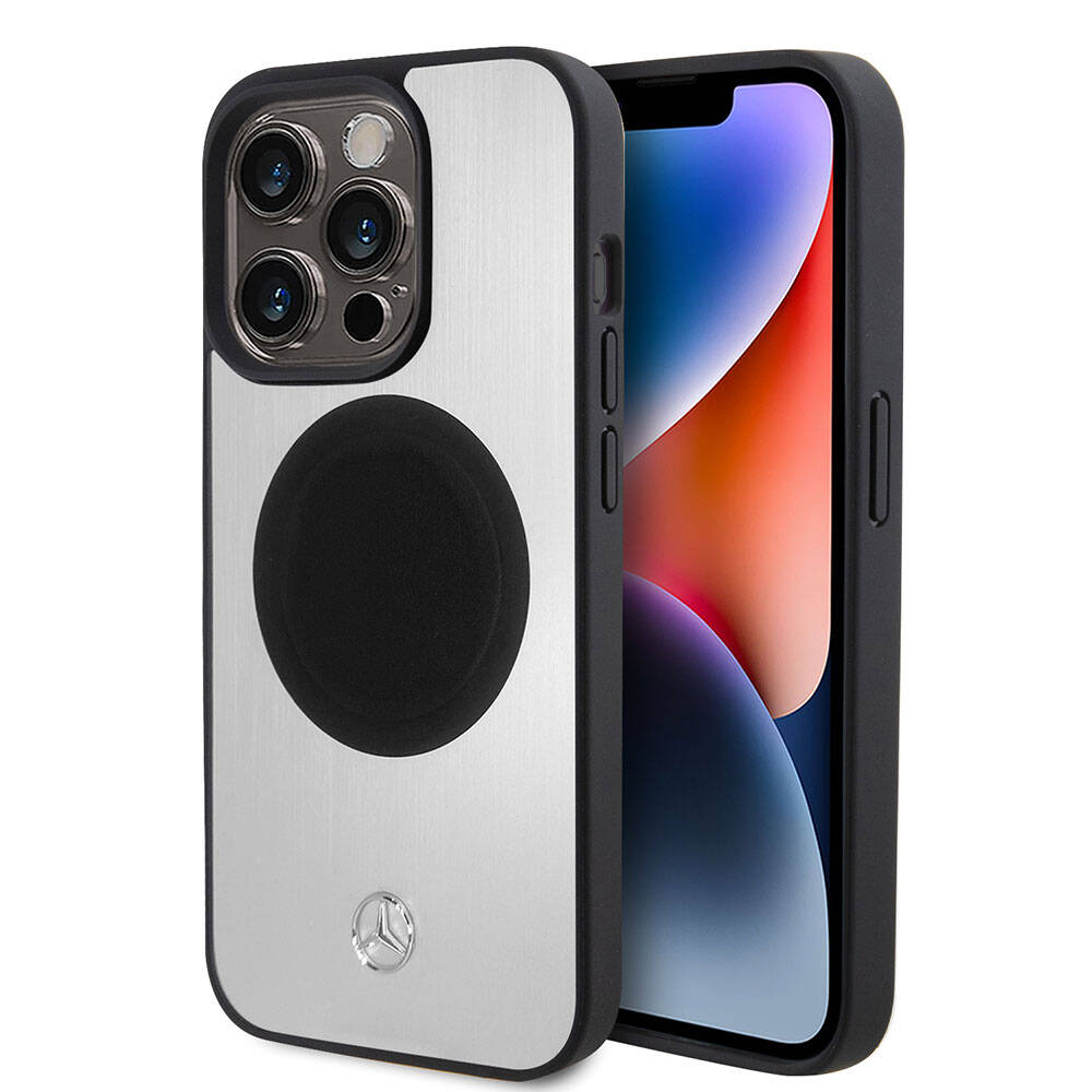 Apple iPhone 15 Pro Kılıf Mercedes Benz Orjinal Lisanslı M-safe Şarj Özellikli Alüminyum Arka Yüzey Metal Yıldız Logolu Kapak - Görsel 2