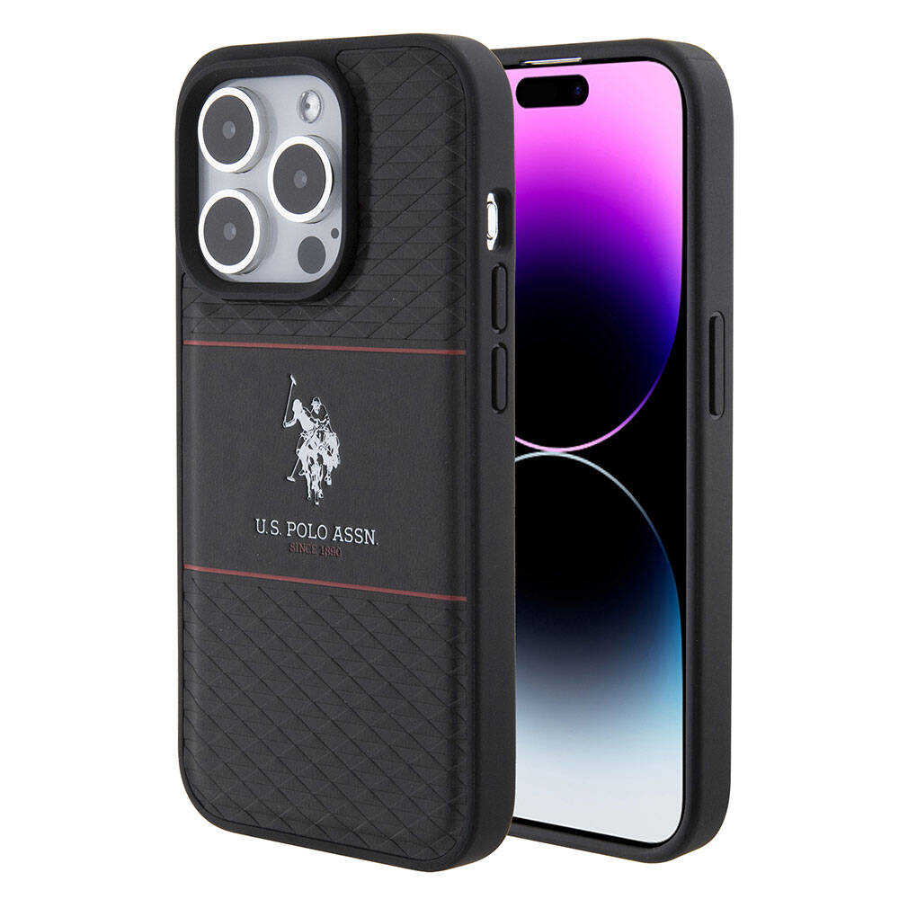 Apple iPhone 15 Pro Kılıf U.S. Polo Assn. Orjinal Lisanslı Deri Şeritli Logo Dizayn Kapak - Görsel 2