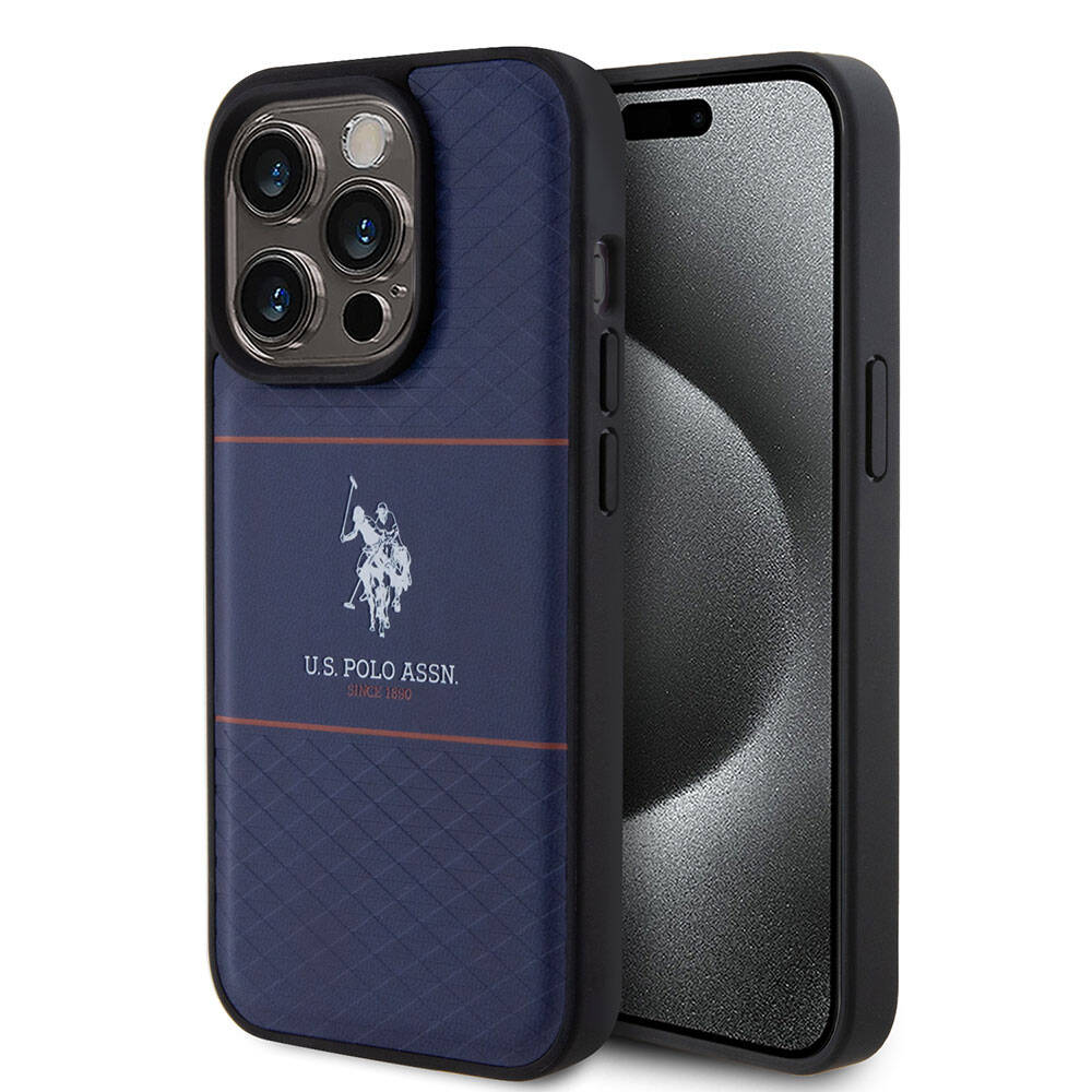 Apple iPhone 15 Pro Kılıf U.S. Polo Assn. Orjinal Lisanslı Deri Şeritli Logo Dizayn Kapak - Görsel 3