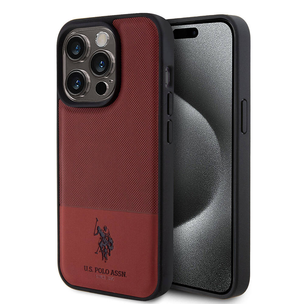 Apple iPhone 15 Pro Kılıf U.S. Polo Assn. Orjinal Lisanslı Suni Deri Arka Yüzey Baskı Logolu Örgü Desenli Kapak - Görsel 5