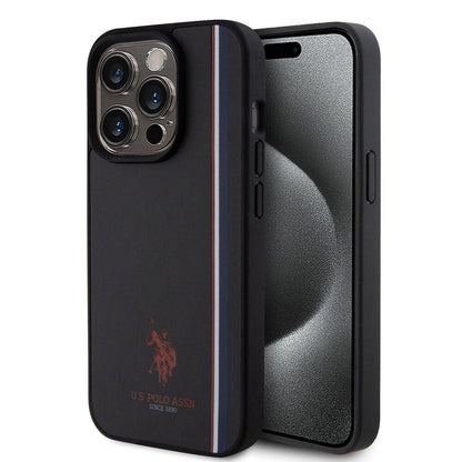 Apple iPhone 15 Pro Kılıf U.S. Polo Assn. Orjinal Lisanslı Üç Renk Şerit Tasarımlı Baskı Logolu Kapak - Görsel 2