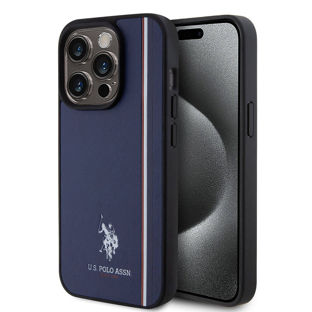 Apple iPhone 15 Pro Kılıf U.S. Polo Assn. Orjinal Lisanslı Üç Renk Şerit Tasarımlı Baskı Logolu Kapak - Görsel 3