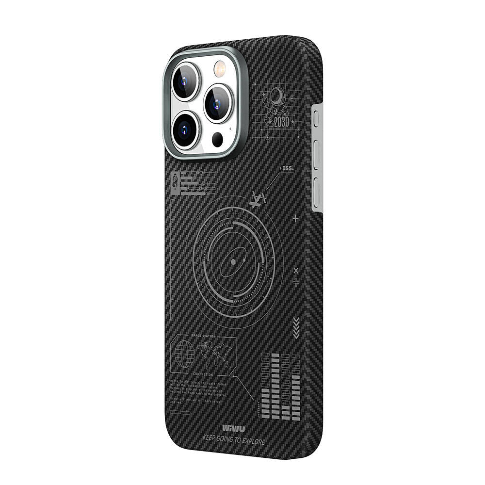 Apple iPhone 15 Pro Kılıf Wiwu KJZ-017 Karbon Fiber 600D Explore Kevlar Kapak - Görsel 2