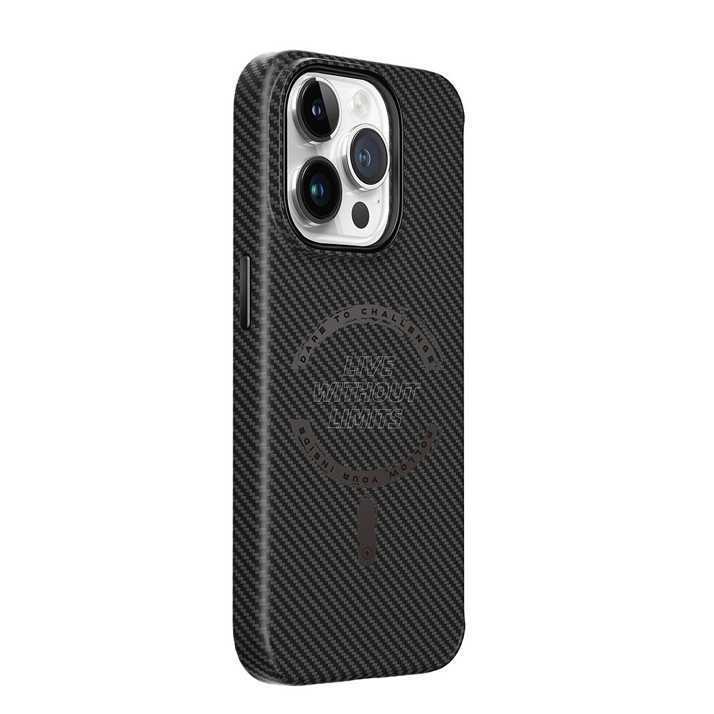 Apple iPhone 15 Pro Kılıf Wiwu LCC-107 Karbon Fiber M-safe Şarj Özellikli Kamera Korumalı Kabon Kapak - Görsel 3