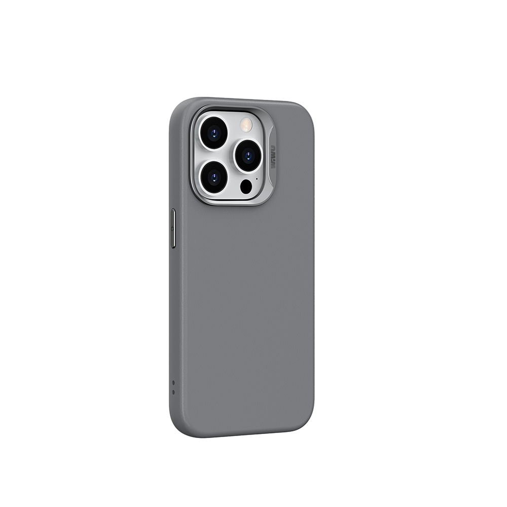 Apple iPhone 15 Pro Kılıf Wiwu SP-019 M-safe Şarj Özellikli Vegan Leather Deri Kapak - Görsel 2