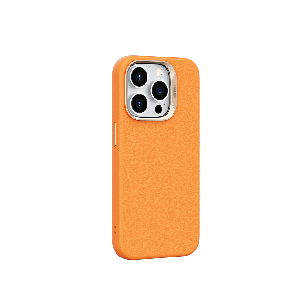 Apple iPhone 15 Pro Kılıf Wiwu SP-019 M-safe Şarj Özellikli Vegan Leather Deri Kapak - Görsel 4