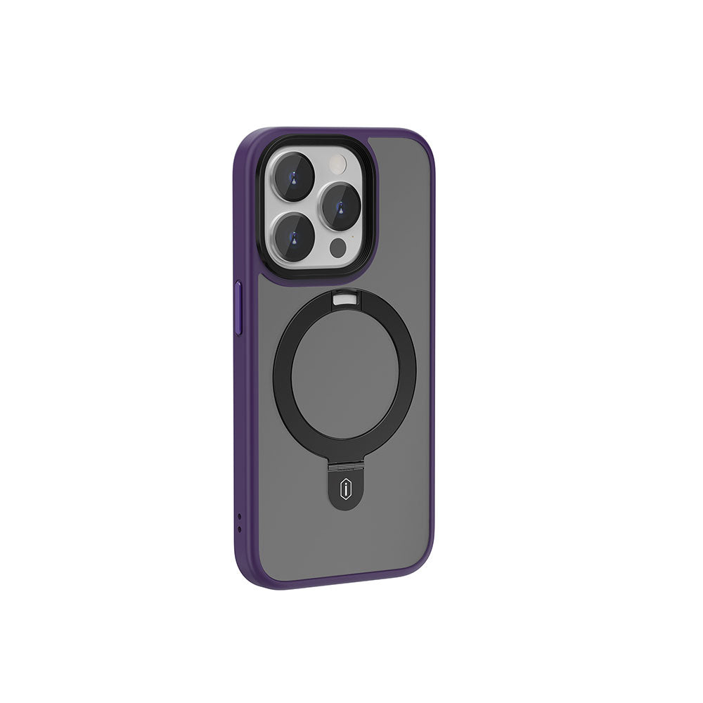 Apple iPhone 15 Pro Max Kılıf Wiwu ZMM-010 M-safe Şarj Özellikli Mat Arka Yüzey Standlı Kapak - Görsel 4