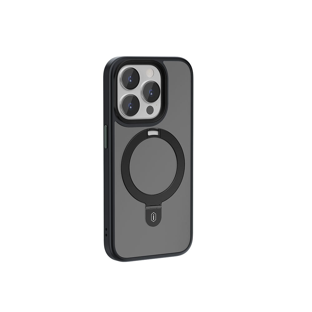 Apple iPhone 15 Pro Kılıf Wiwu ZMM-010 M-safe Şarj Özellikli Mat Arka Yüzey Standlı Kapak - Görsel 2