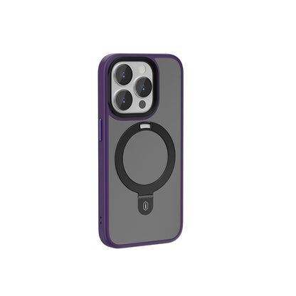 Apple iPhone 15 Pro Kılıf Wiwu ZMM-010 M-safe Şarj Özellikli Mat Arka Yüzey Standlı Kapak - Görsel 4
