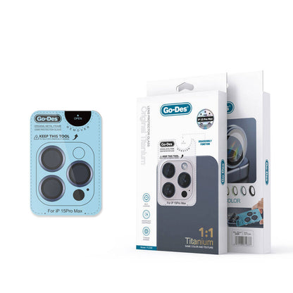 Apple iPhone 15 Pro Max Go Des Titanium Premium Temperli Kamera Lens Koruyucu - Görsel 5