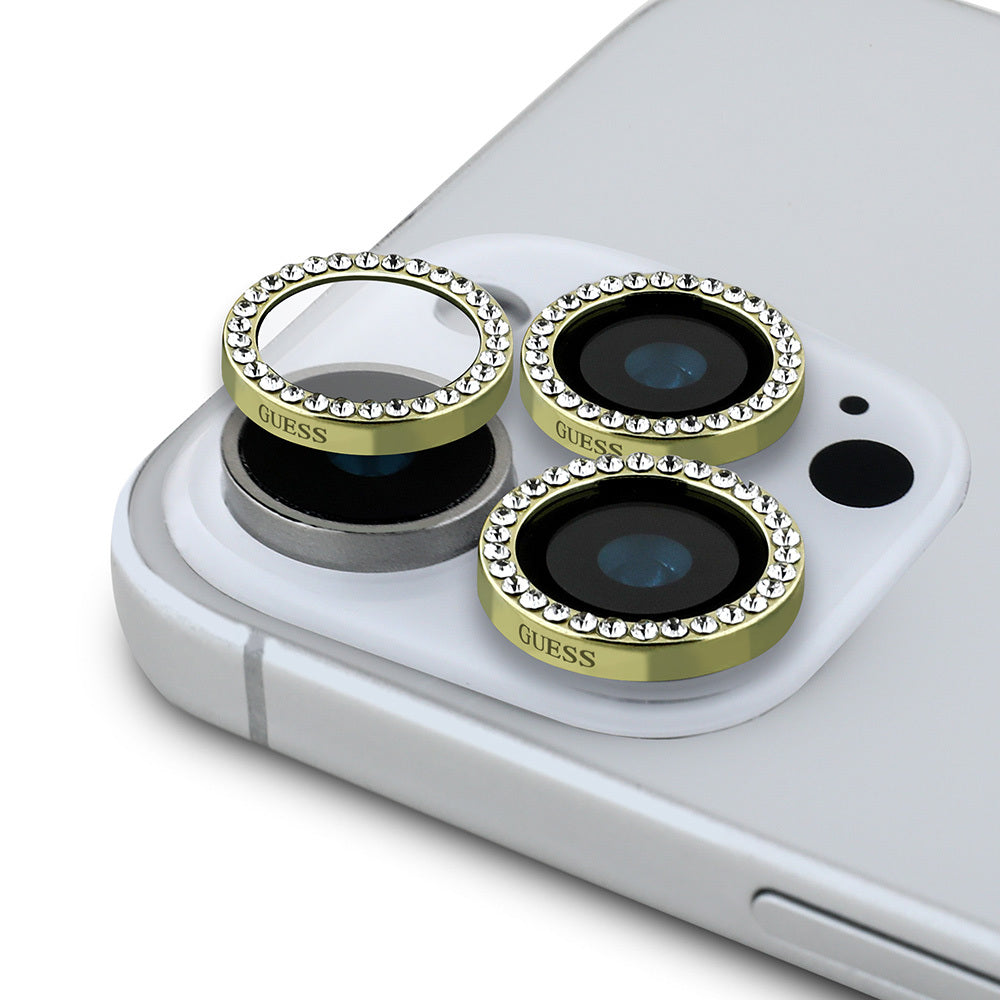 Apple iPhone 15 Pro Max Guess Orjinal Lisanslı Rhinestone Taşlı Lens Koruyucu - Görsel 4