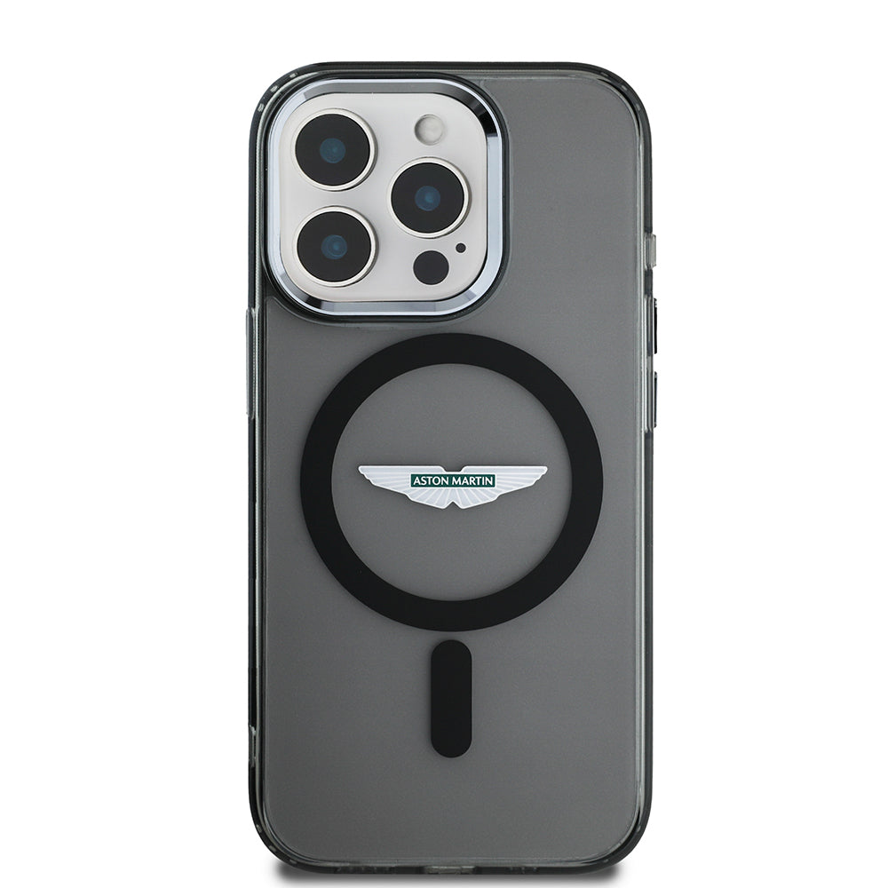 Apple iPhone 15 Pro Max Kılıf Aston Martin Orjinal Lisanslı M-safe Şarj Özellikli IML Baskı Logolu Metal Düğmeli Kapak - Görsel 2