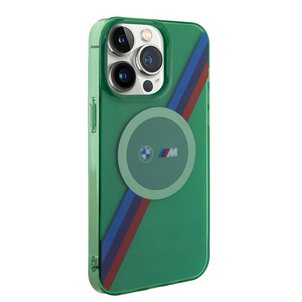 Apple iPhone 15 Pro Max Kılıf BMW M-safe Şarj Özellikli Transparan Tricolor Stripes Orjinal Lisanslı Kapak - Görsel 4