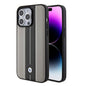 Apple iPhone 15 Pro Kılıf BMW Orjinal Lisanslı Deri Arka Yüzey Metal Logolu Çift Şerit Tasarımlı Kapak