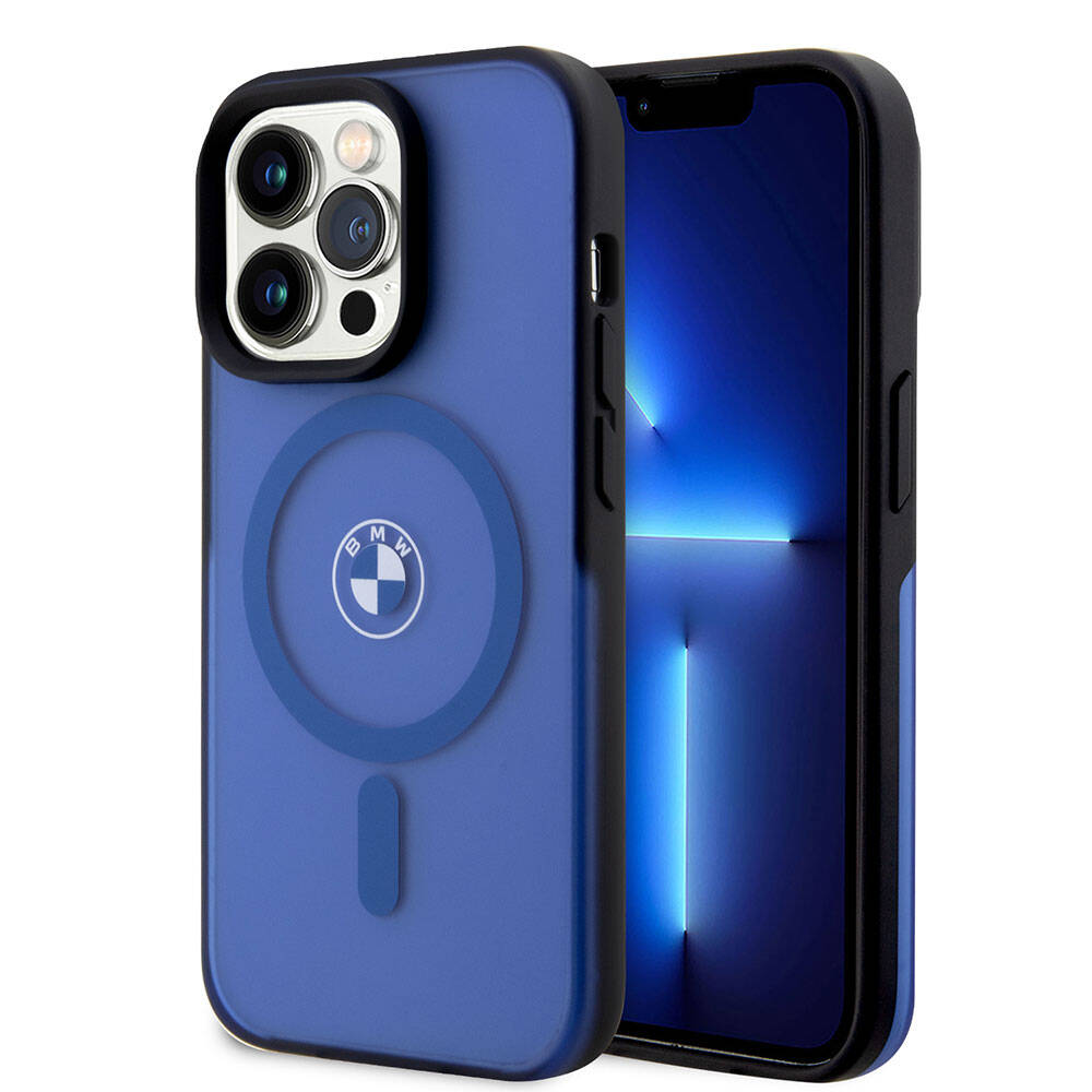 Apple iPhone 15 Pro Max Kılıf BMW Orjinal Lisanslı M-safe Şarj Özellikli IML Baskı Logolu Buzlu Mat Kapak - Görsel 3
