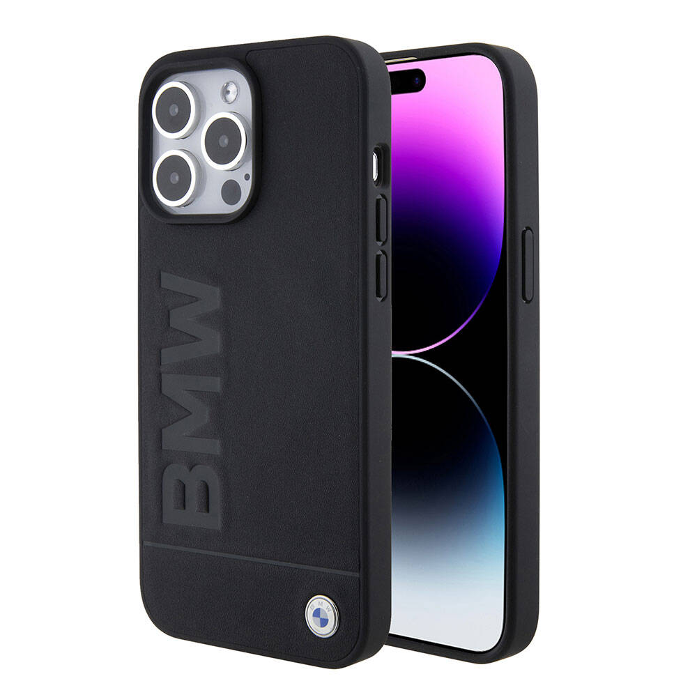 Apple iPhone 15 Pro Max Kılıf BMW Orjinal Lisanslı M-safe Şarj Özellikli Sıcak Damga Logolu Deri Kapak - Görsel 2