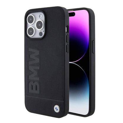 Apple iPhone 15 Pro Max Kılıf BMW Orjinal Lisanslı M-safe Şarj Özellikli Sıcak Damga Logolu Deri Kapak - Görsel 2
