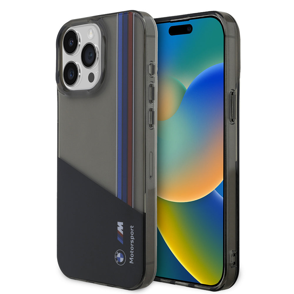 Apple iPhone 15 Pro Max Kılıf BMW Orjinal Lisanslı Yarı Transparan M Dizayn Çizgili Kapak - Görsel 2