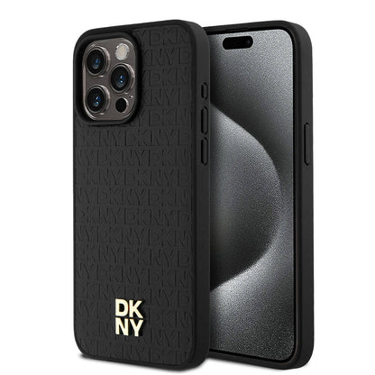Apple iPhone 15 Pro Max Kılıf DKNY Orjinal Lisanslı M-safe Şarj Özellikli 3D Yazılı Repeat Pattern Kapak - Görsel 2