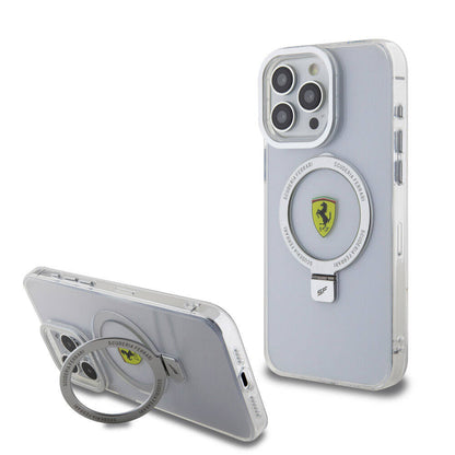 Apple iPhone 15 Pro Max Kılıf Ferrari M-safe Şarj Özellikli Standlı Buzlu Yüzey Dizayn Kapak - Görsel 4
