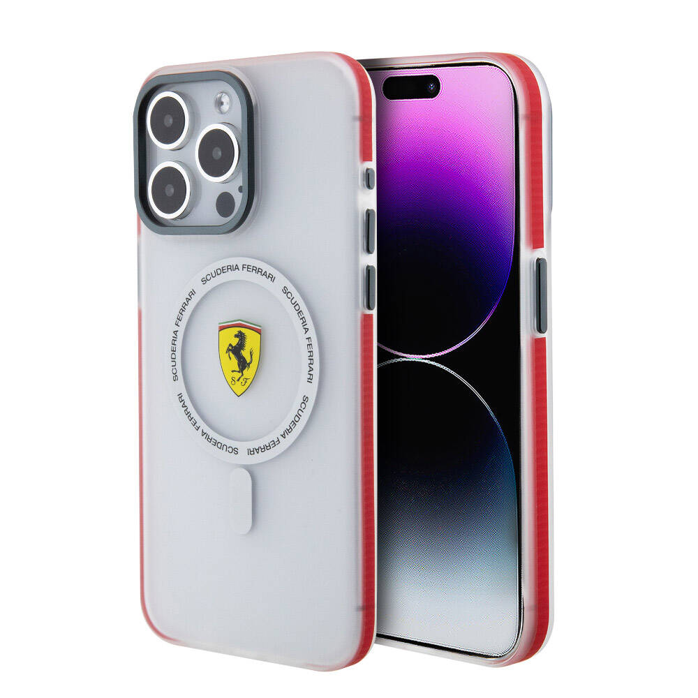 Apple iPhone 15 Pro Max Kılıf Ferrari Orjinal Lisanslı M-safe Şarj Özellikli Kontrast Bumper SF Ring Kapak - Görsel 3
