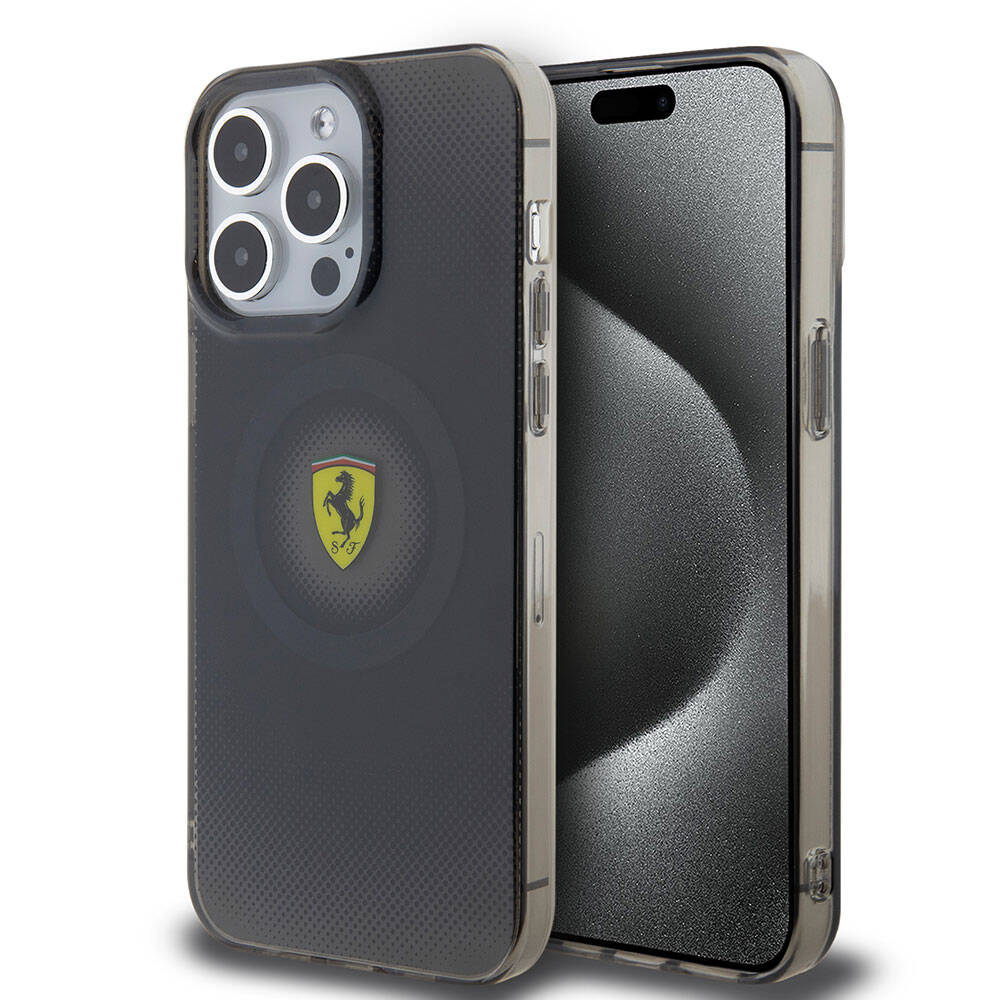 Apple iPhone 15 Pro Max Kılıf Ferrari Orjinal Lisanslı M-safe Şarj Özellikli Parçalanan Noktalar Desenli Kapak - Görsel 2