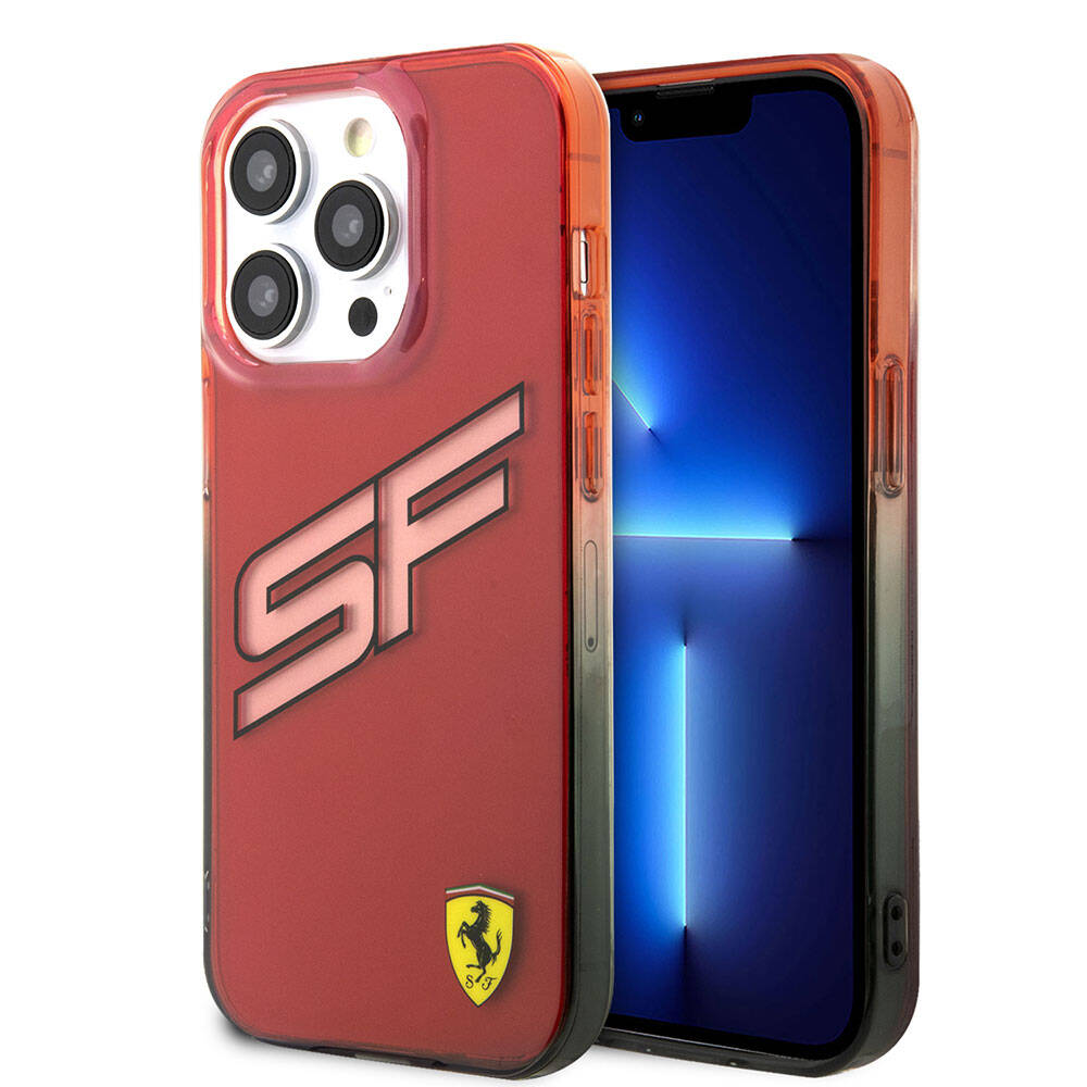 Apple iPhone 15 Pro Max Kılıf Ferrari Orjinal Lisanslı Transparan SF Yazılı Kenarları Renk Geçişli Kapak - Görsel 3