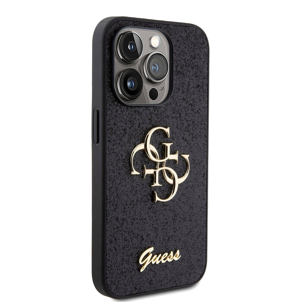 Apple iPhone 15 Pro Max Kılıf Guess Orjinal Lisanslı 4G Büyük Metal Logolu Glitter Kapak - Görsel 2
