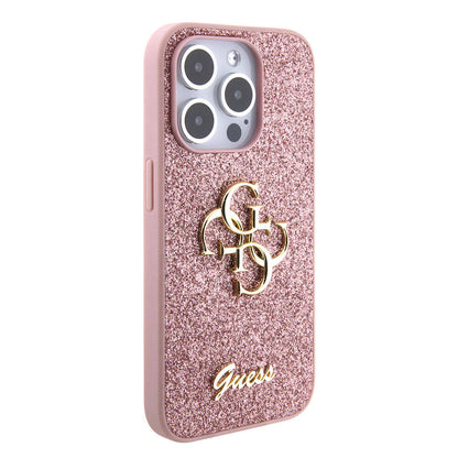 Apple iPhone 15 Pro Max Kılıf Guess Orjinal Lisanslı 4G Büyük Metal Logolu Glitter Kapak - Görsel 3