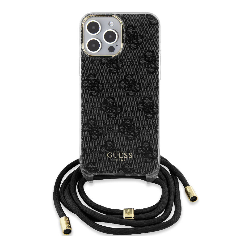 Apple iPhone 15 Pro Max Kılıf Guess Orjinal Lisanslı Çapraz Kordon 4G Desenli Kapak - Görsel 2