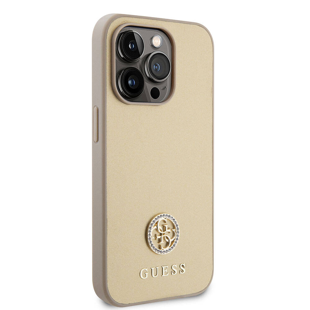 Apple iPhone 15 Pro Max Kılıf Guess Orjinal Lisanslı Deri 4G Metal Logo Strass Kapak - Görsel 3