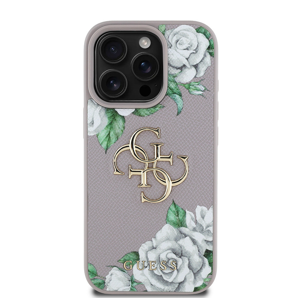 Apple iPhone 15 Pro Max Kılıf Guess Orjinal Lisanslı Gül Baskılı Büyük Metal Logo Dizaynlı Kapak - Görsel 3
