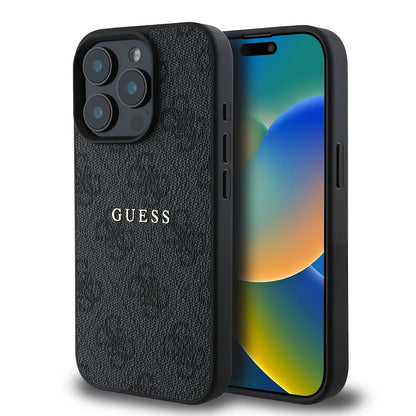 Apple iPhone 15 Pro Max Kılıf Guess Orjinal Lisanslı M-safe Şarj Özellikli 4G Desen Yazı Logolu Kapak - Görsel 3