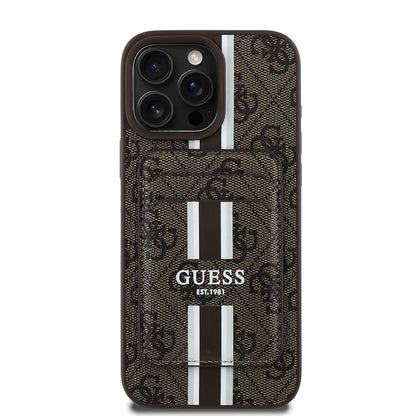 Apple iPhone 15 Pro Max Kılıf Guess Orjinal Lisanslı M-safe Şarj Özellikli 4G Desenli Çizgili Kartlıklı Kapak - Görsel 2