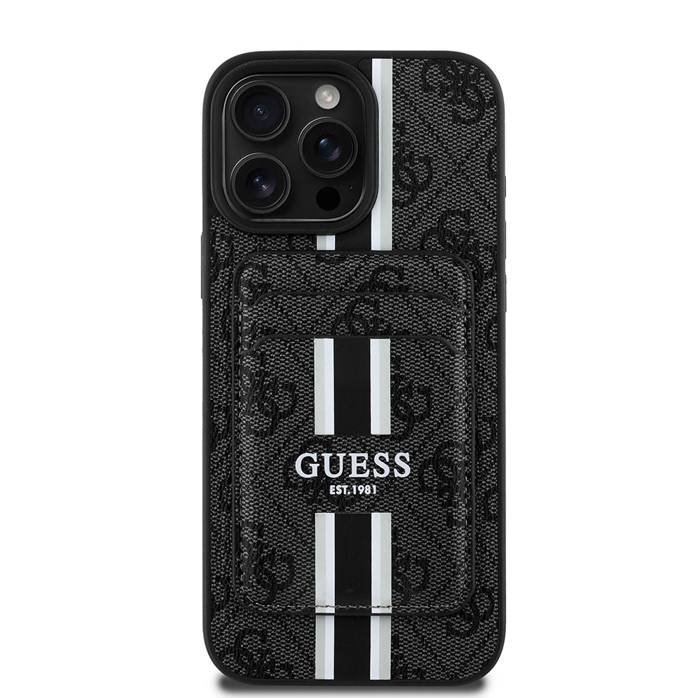 Apple iPhone 15 Pro Max Kılıf Guess Orjinal Lisanslı M-safe Şarj Özellikli 4G Desenli Çizgili Kartlıklı Kapak - Görsel 3