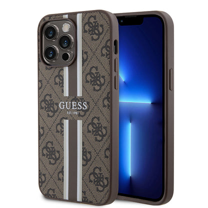 Apple iPhone 15 Pro Max Kılıf Guess Orjinal Lisanslı M-safe Şarj Özellikli 4G Şerit Tasarımlı Printed Kapak - Görsel 4