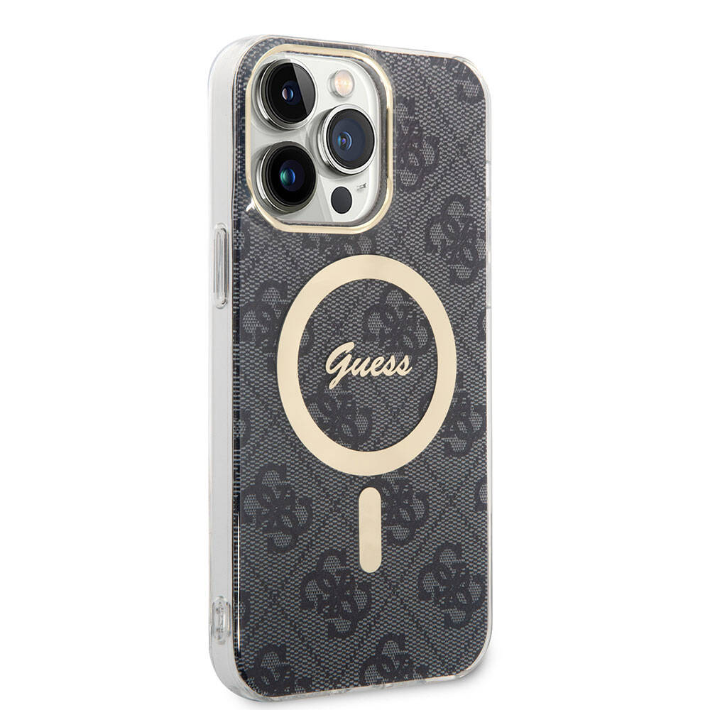 Apple iPhone 15 Pro Max Kılıf Guess Orjinal Lisanslı M-safe Şarj Özellikli Yazı Logolu 4G Desenli Kapak - Görsel 2