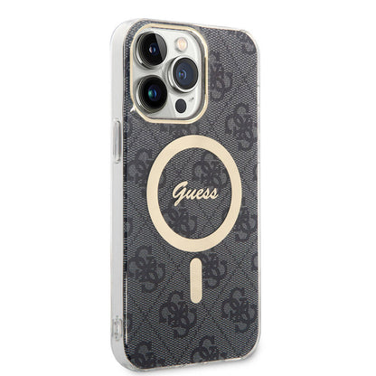 Apple iPhone 15 Pro Max Kılıf Guess Orjinal Lisanslı M-safe Şarj Özellikli Yazı Logolu 4G Desenli Kapak - Görsel 2