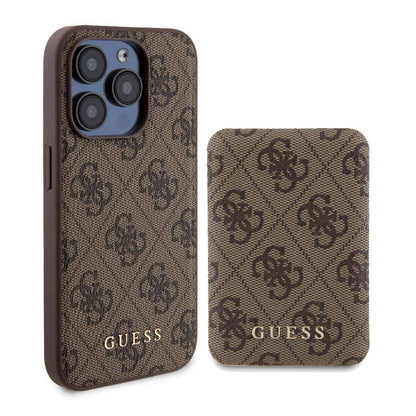 Apple iPhone 15 Pro Max Kılıf Guess Orjinal Lisanslı M-safe Şarj Özellikli Yazı Logolu 4G Desenli Kapak + Powerbank 5000mAh 2in1 Set - Görsel 2