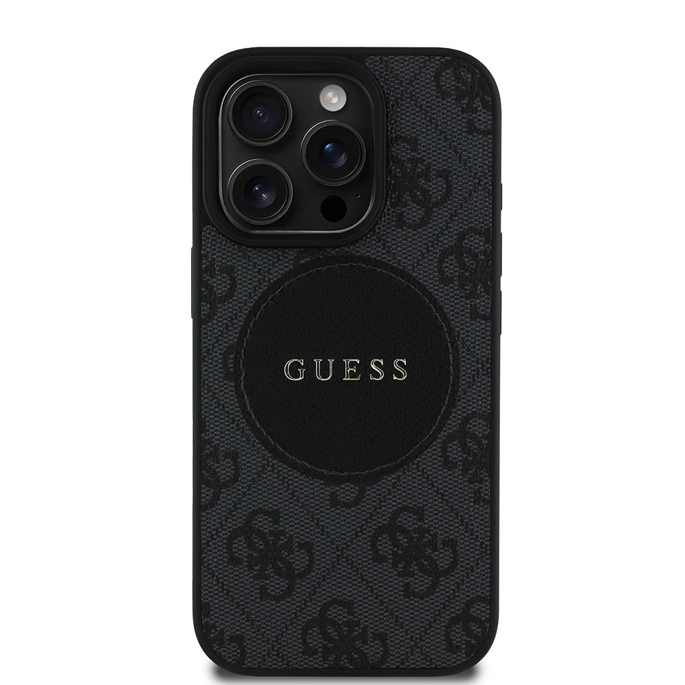 Apple iPhone 15 Pro Max Kılıf Guess Orjinal Lisanslı M-safe Şarj Özellikli Yazı Logolu Circle Classic Kapak - Görsel 2