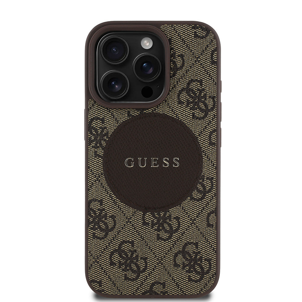 Apple iPhone 15 Pro Max Kılıf Guess Orjinal Lisanslı M-safe Şarj Özellikli Yazı Logolu Circle Classic Kapak - Görsel 3