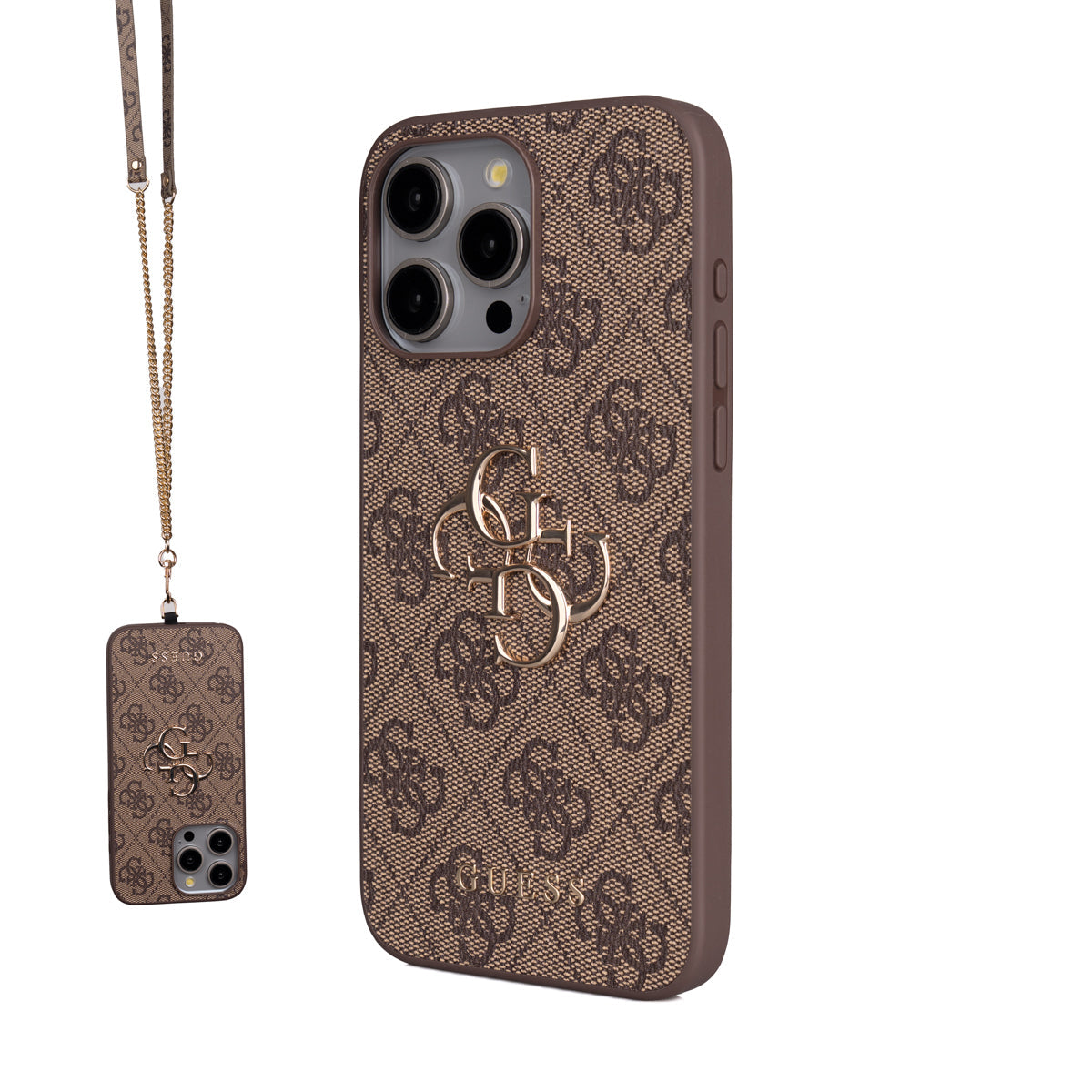 Apple iPhone 15 Pro Max Kılıf Guess Orjinal Lisanslı PU Deri 4G Büyük Metal Logolu Çapraz Vücut Askılı Kapak - Görsel 4