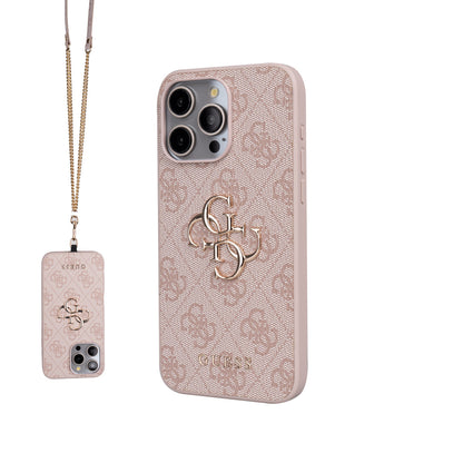 Apple iPhone 15 Pro Max Kılıf Guess Orjinal Lisanslı PU Deri 4G Büyük Metal Logolu Çapraz Vücut Askılı Kapak - Görsel 2
