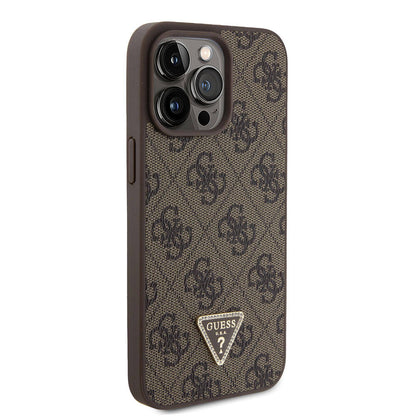 Apple iPhone 15 Pro Max Kılıf Guess Orjinal Lisanslı PU Deri Askılı Taşlı Üçgen Logo 4G Desenli Strass Crossbody Kapak - Görsel 4