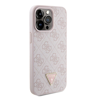 Apple iPhone 15 Pro Max Kılıf Guess Orjinal Lisanslı PU Deri Askılı Taşlı Üçgen Logo 4G Desenli Strass Crossbody Kapak - Görsel 3