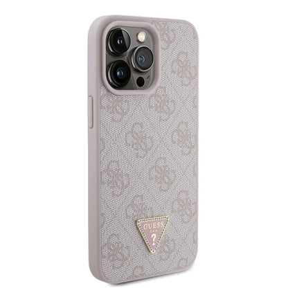 Apple iPhone 15 Pro Max Kılıf Guess Orjinal Lisanslı PU Deri Taşlı Üçgen Logo 4G Desenli Strass Kapak - Görsel 3